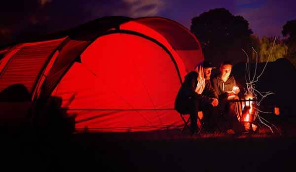 necessary things for camping red tent fire night