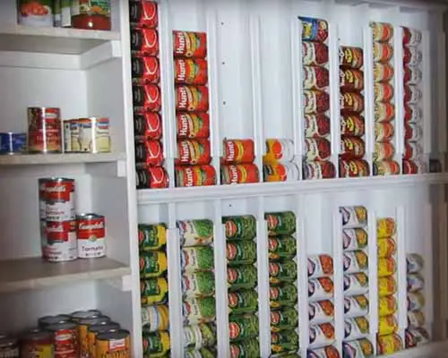 pantry rotation shelves for short term food storage tins