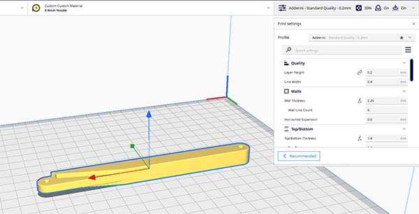 My ender 5 pro 3d printer settings for the Adderini crossbow