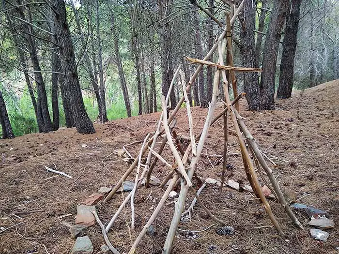 Building a ground blind teepee