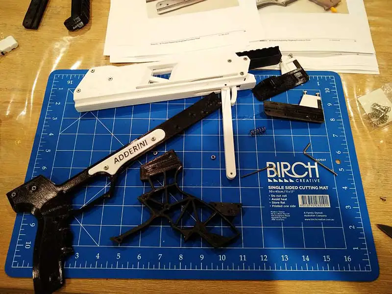 adderini 3d printed crossbow build 1mm spring